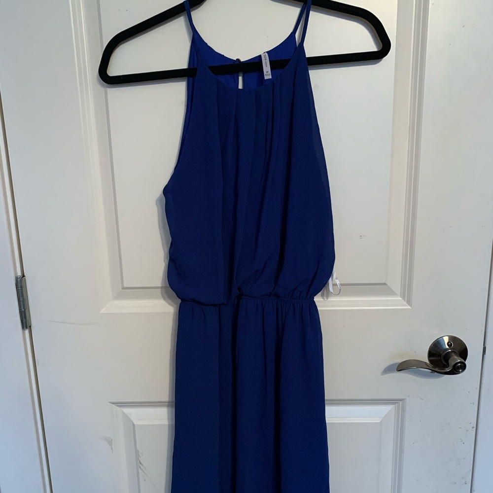 Royal blue halter neck dress